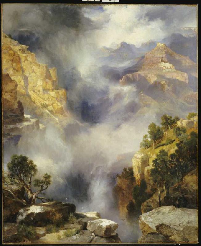 Der Canyon im Nebel van Thomas Moran
