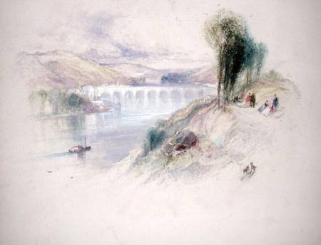 The River Schuylkill (pencil & w/c on paper) van Thomas Moran