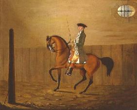 Gentleman on a Bay Horse in a Riding School