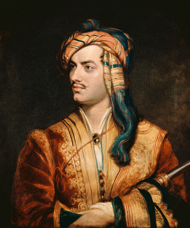 Portrait of George Gordon (1788-1824) 6th Baron Byron of Rochdale in Albanian Dress van Thomas Phillips