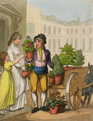 Cries of London: The Garden Pot Seller, 1799 (colour aquatint) van Thomas Rowlandson