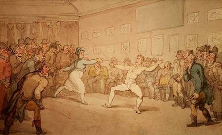 The Fencing Duel van Thomas Rowlandson