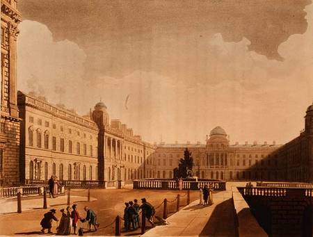 Somerset House, the Strand from Ackermann's 'Microcosm of London' Vol III van Thomas Rowlandson