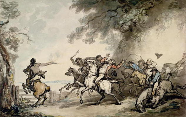 The Chase of the Highwayman, c.1790 (pen, ink, w/c and pencil on paper) van Thomas Rowlandson