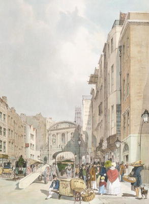 Temple Bar, from the Strand, from 'London As It Is', engraved and pub. by the artist, 1842 (colour l van Thomas Shotter Boys