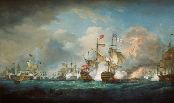 Die Seeschlacht von Trafalgar am 21. Oktober 1805. van Thomas Whitcombe