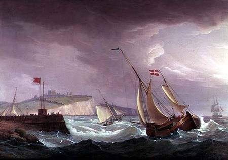 Shipping off Dover van Thomas Whitcombe