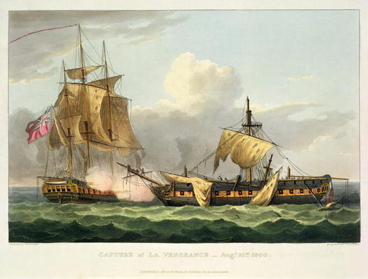 The Capture of La Vengeance, August 21st 1800, engraved by Thomas Sutherland for J. Jenkins's 'Naval van Thomas Whitcombe