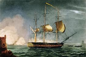 Cutting out of the Hermione from the Harbour of Porto Cavallo, October 25th 1799, from 'The Naval Ac