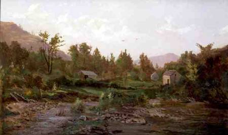Landscape with Trees and Houses van Thomas Worthington Whittredge