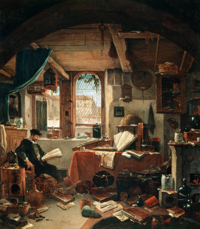 Ein Alchemist in seinem Labor van Thomas Wyck