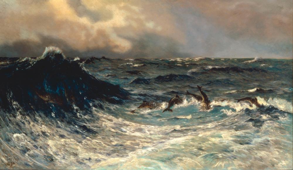 Dolphins in a Rough Sea van Thorvald Niss