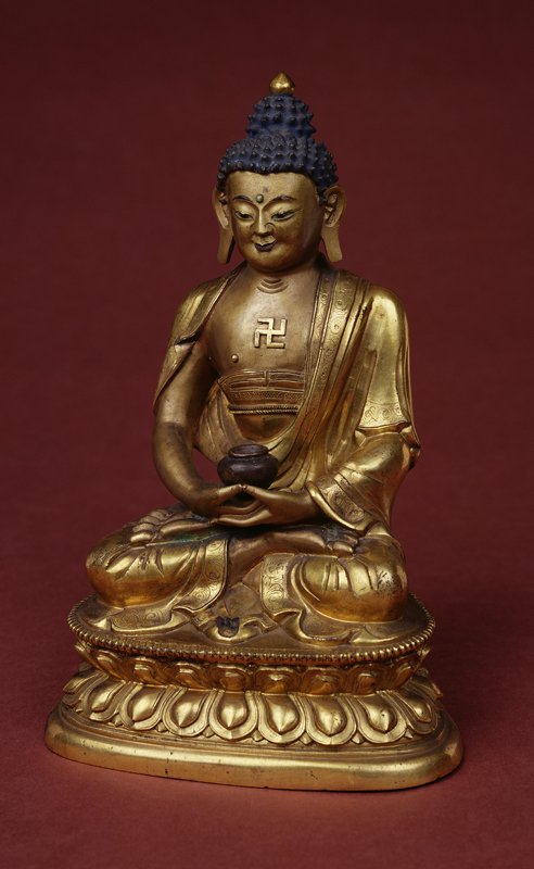Buddha Amitayus seated in meditation holding the vase of nectar (amrta) in his lap van Tibetan Art