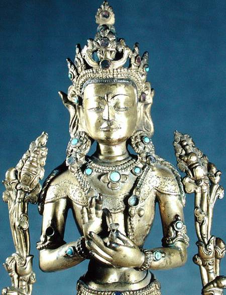 Buddha of the Future or Bodhisattva Maitreya, from Tibet, 15th-19th century (gold, bronze, amethyst van Tibetan Art