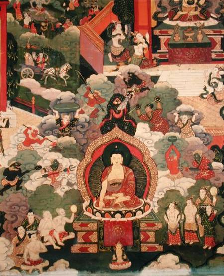 Life of Buddha Sakymuni, the Armies of Mara Attacking the Blessed van Tibetan Art