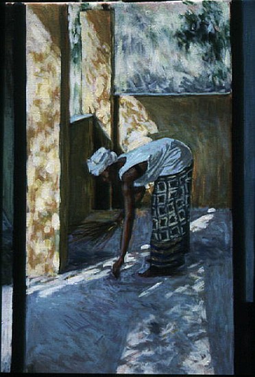 Girl Sweeping II, 2002 (oil canvas) (see also 188679, 188681)  van Tilly  Willis