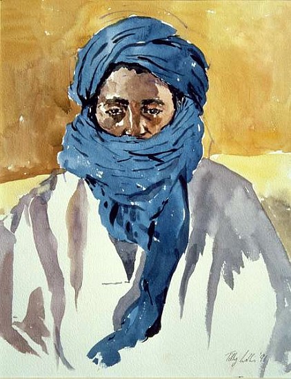 Tuareg Tribesman, Timbuctoo, 1991 (w/c on paper)  van Tilly  Willis