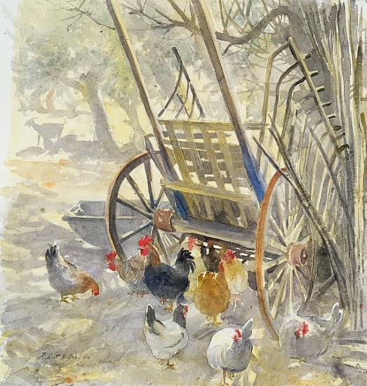 Chickens under Majorcan Cart, 1994 (w/c)  van Tim  Scott Bolton