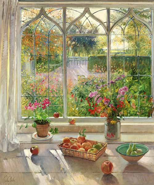 Autumn Fruit and Flowers, 2001 (oil on canvas)  van Timothy  Easton