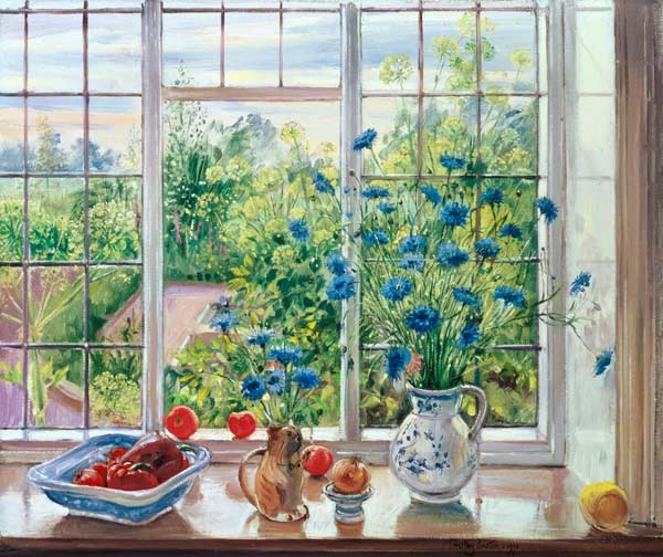 Cornflowers and Kitchen Garden  van Timothy  Easton