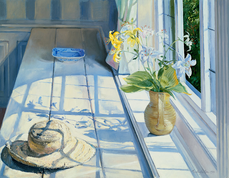Lilies and a Straw Hat  van Timothy  Easton