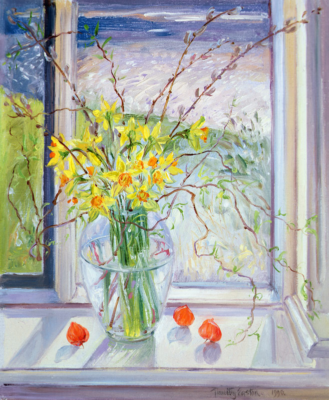 Willow Branches with Narcissus, 1990 van Timothy  Easton
