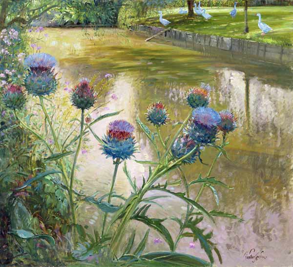 Cardoons Against the Moat (oil on canvas)  van Timothy  Easton