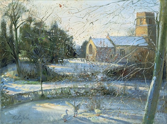 The Frozen Moat, Bedfield (oil on canvas)  van Timothy  Easton