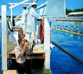 Passing the Progress Board, Henley (oil on canvas) 