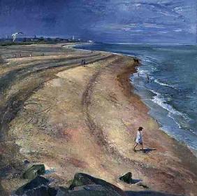 The Curving Beach, Southwold, 1997 (oil on canvas) 