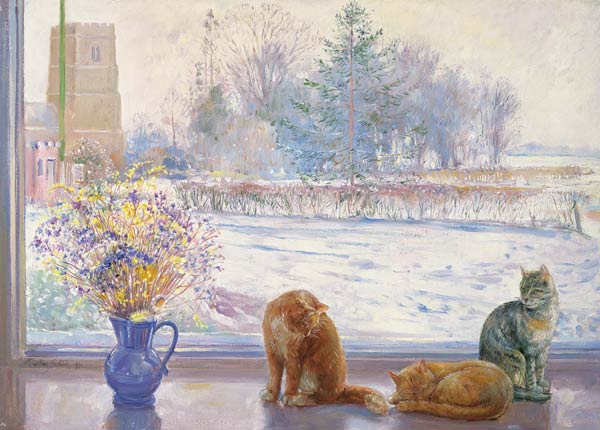 Winter Prospect with Cats  van Timothy  Easton
