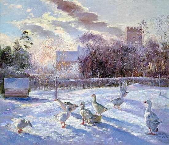 Winter Geese in Church Meadow (oil on canvas)  van Timothy  Easton