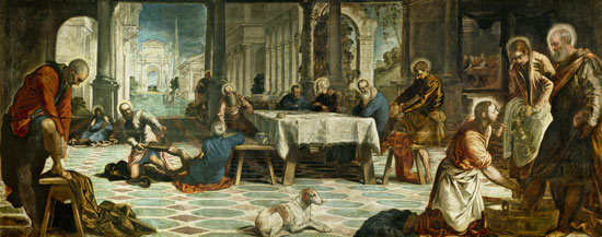 Christ Washing the Disciples' Feet van Tintoretto (eigentl. Jacopo Robusti)