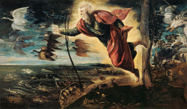 Die Erschaffung der Tiere van Tintoretto (eigentl. Jacopo Robusti)
