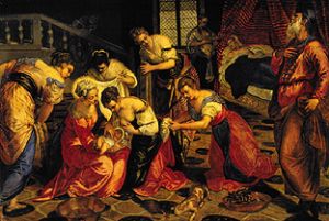 Die Geburt Johannes des Täufers. van Tintoretto (eigentl. Jacopo Robusti)