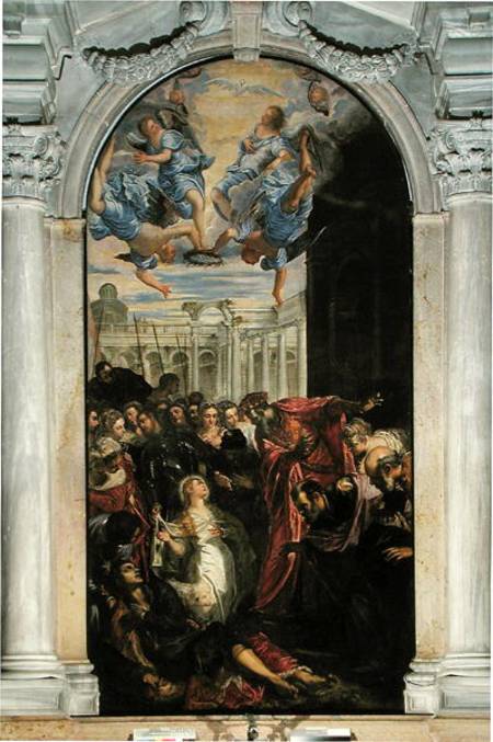 Saint Agnes revives the son of the Prefect of Rome van Tintoretto (eigentl. Jacopo Robusti)