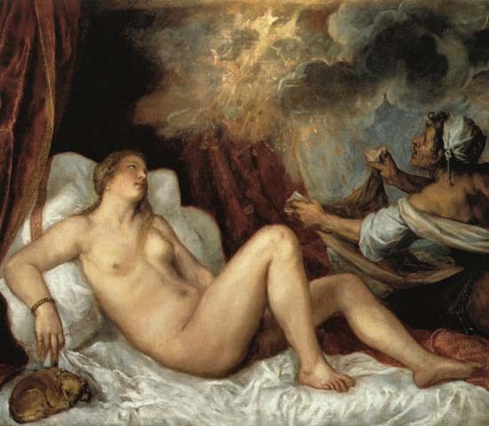 Danae Receiving the Shower of Gold van Tizian (eigentl. Tiziano Vercellio)