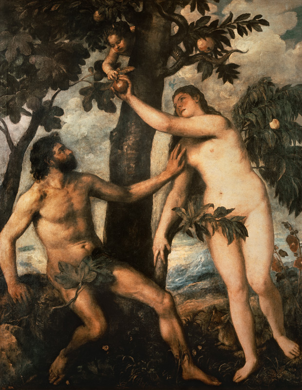 The Fall from Grace / Titian / c.1568 van Tizian (eigentl. Tiziano Vercellio)
