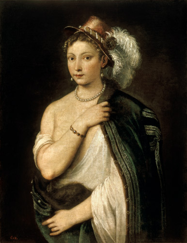 Female Portrait van Tizian (eigentl. Tiziano Vercellio)
