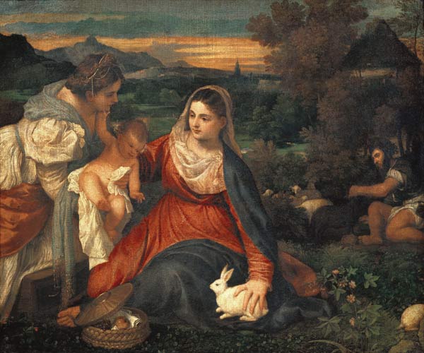 Die Madonna mit dem Kaninchen van Tizian (eigentl. Tiziano Vercellio)