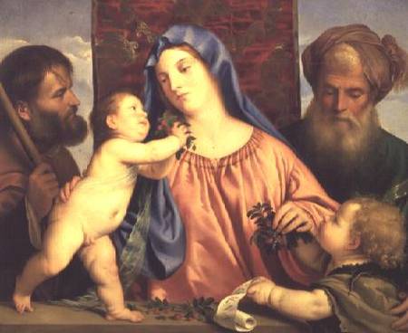 Madonna of the Cherries with Joseph, St. Zacharias and John the Baptist van Tizian (eigentl. Tiziano Vercellio)