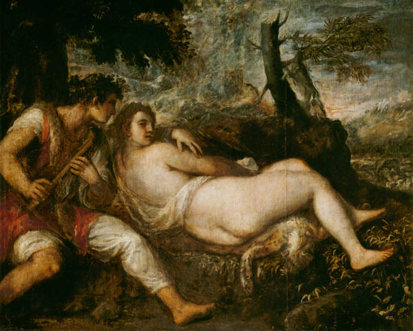 Nymphe und Schäfer van Tizian (eigentl. Tiziano Vercellio)