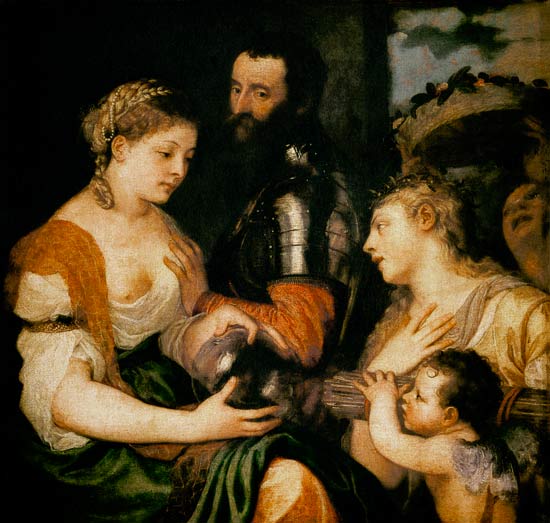 "Allegorie", sog. Allegorie des Alfonso d'Avalos, Marchese del Vasto. van Tizian (eigentl. Tiziano Vercellio)