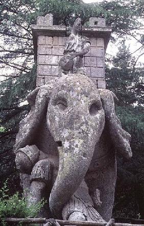 One of Hannibal's elephants, stone sculpture in the Parco dei Mostri (Monster Park) gardens laid out