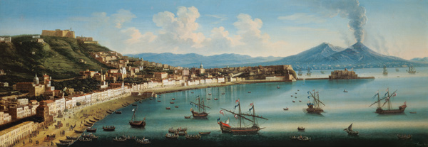 Naples, from the Heights of Posillipo with Vesuvius in the Distance van Tommaso Ruiz