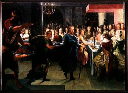 Dice Offering a Banquet to Francus, in the Presence of Hyante and Climene van Toussaint Dubreuil
