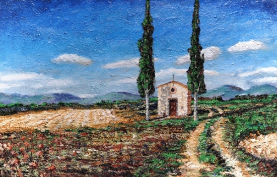 Chapel and Two Trees, Tuscany van Trevor  Neal