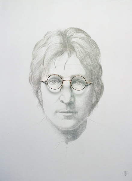 Lennon (1940-80) (silverpoint and spectacles on chinese white on hot pressed paper laid on board)  van Trevor  Neal