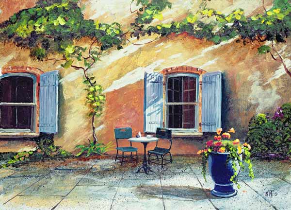 Shuttered Windows, Provence, France, 1999 (oil on board)  van Trevor  Neal