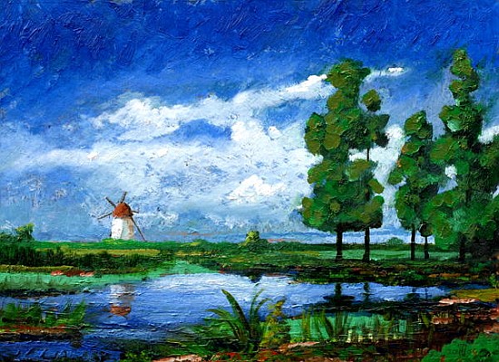 Windmill, Holland, 2006 (oil on board)  van Trevor  Neal